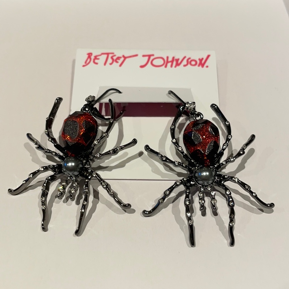 Brand New never worn Betsy Johnson Red Spider Earrings